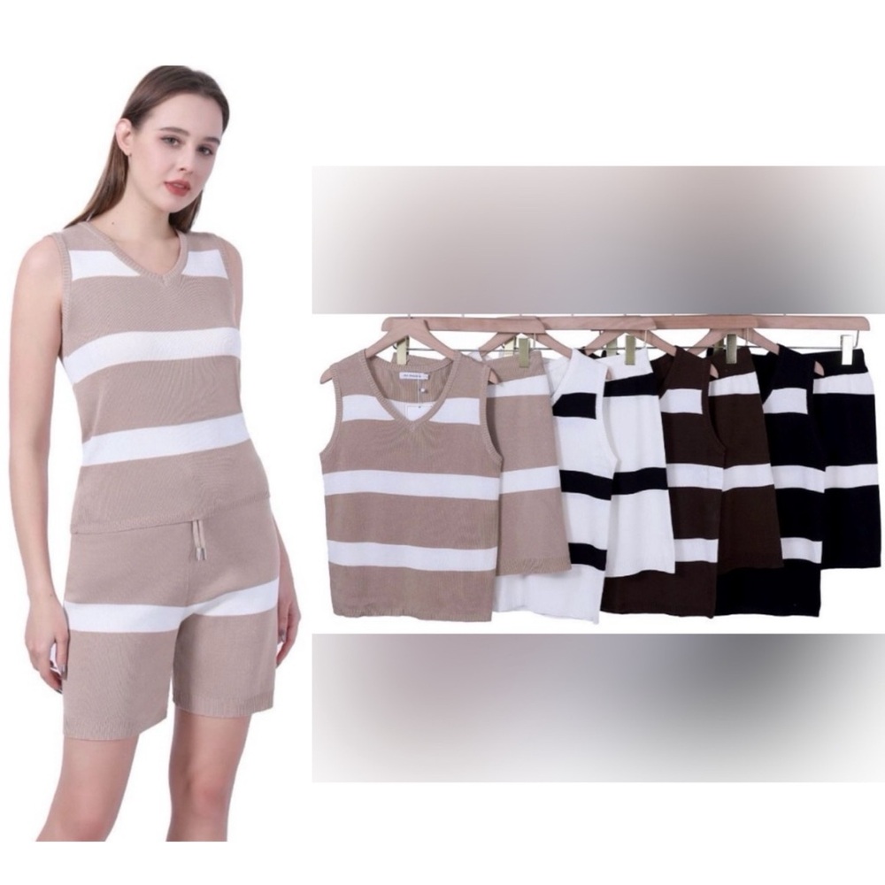 NEW Striped Knit Tank Top and Shorts Set New Item